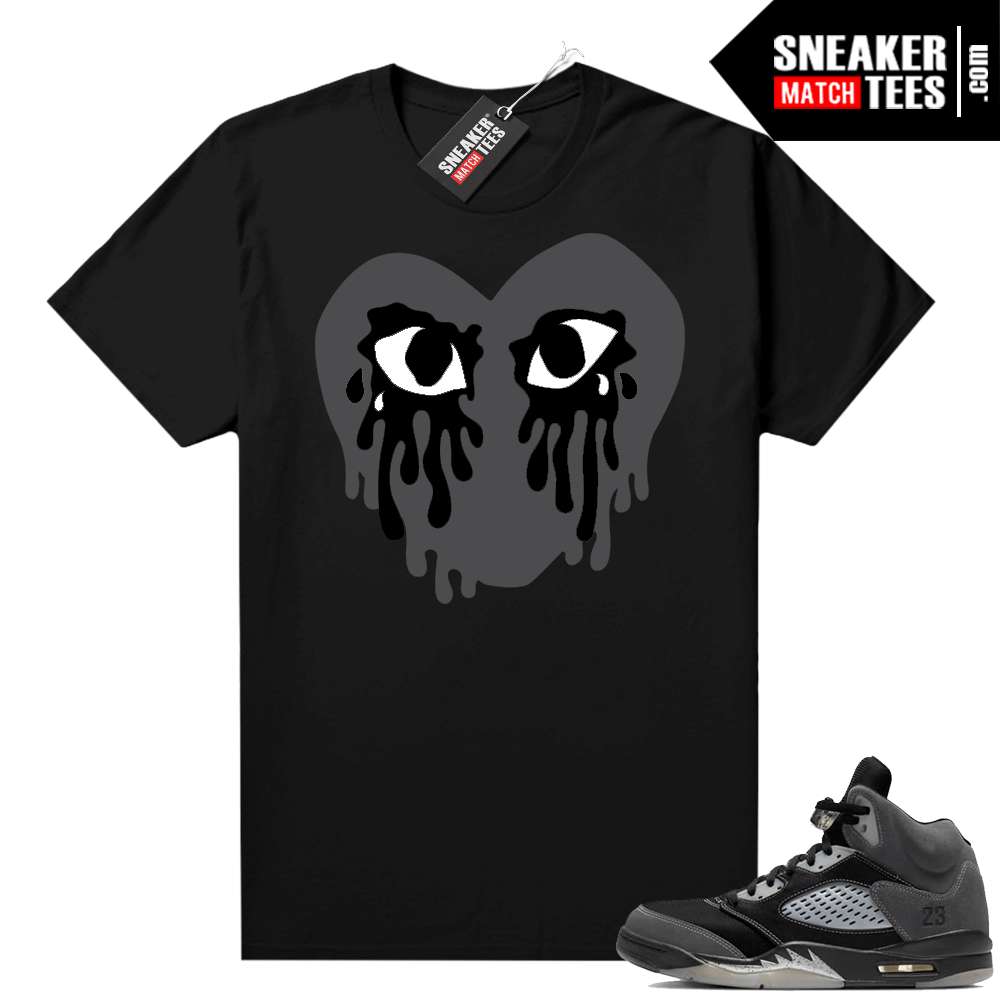 Anthracite 5s shirts Runtrendy Sneaker Match Black Crying Heart