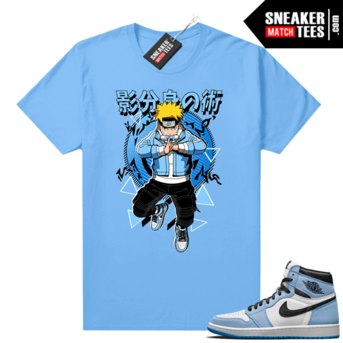 Jordan 1 University Blue shirt UNC Blue Naruto