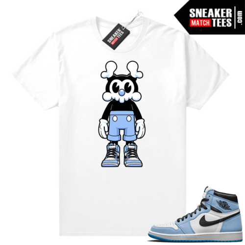 Jordan 1 University Blue shirt White Skull Mouse x UNC 1s