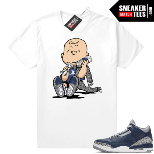 Jordan 3 Midnight Navy Sneaker tees White Designer Charlie