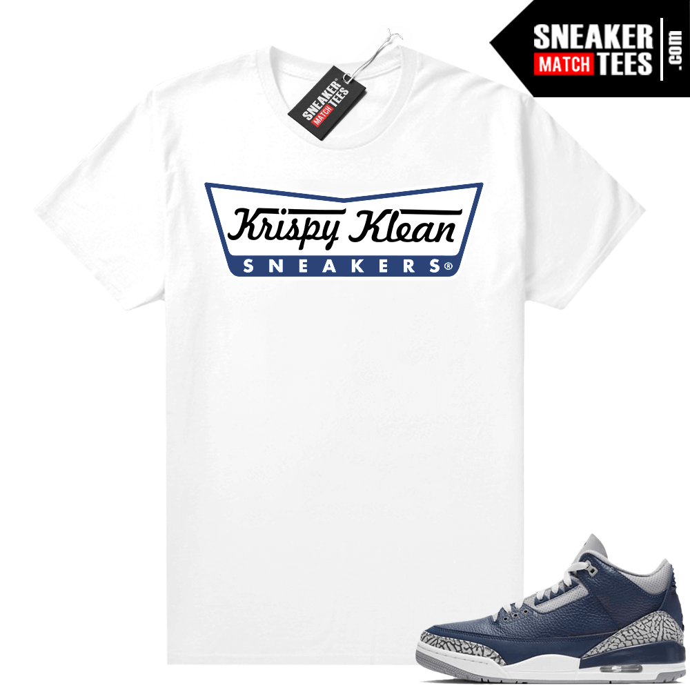 Navy Jordan 3s matching shirt White Krispy Klean Full Sneakers
