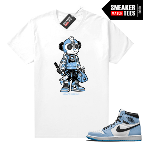 No Cap Toys Art Monkey x University Blue 1s shirt white