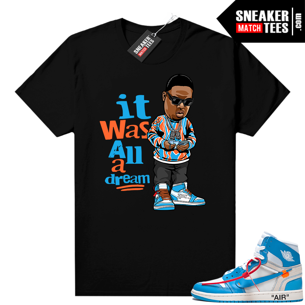 Off white UNC 1 shirt Black It was all A Dream