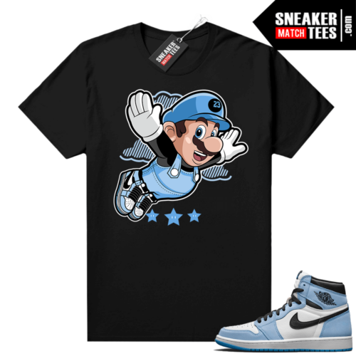 Sneaker tees University Blue 1s Black Fly Mario