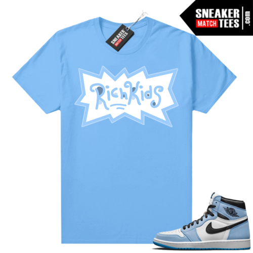 Sneaker tees University Blue 1s Carolina Blue Rich Kids