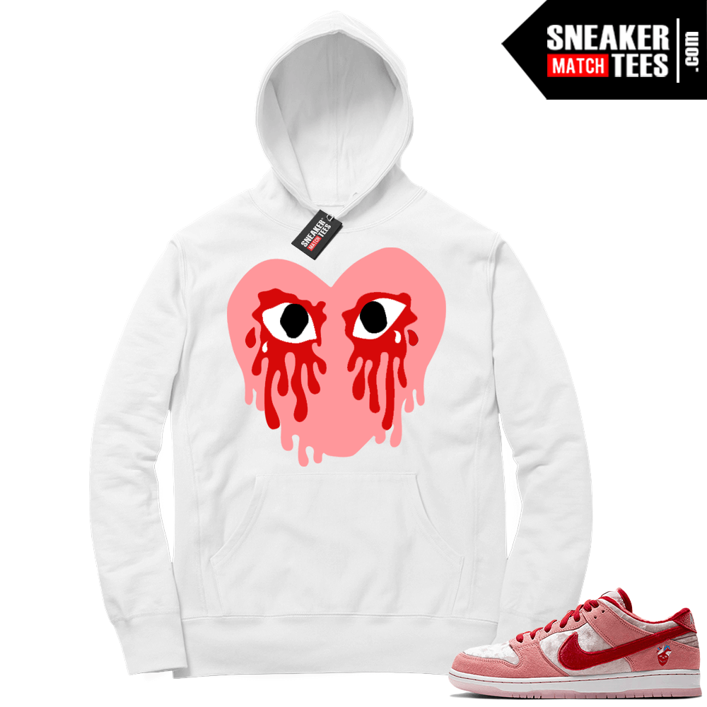 Strangelove Nike SB Dunk Hoodie White Crying Heart | Sneaker Hoodies ...