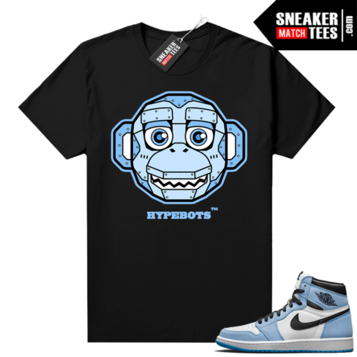 UNC Jordan 1 matching sneaker tees Black HypeBots Monkey Bot