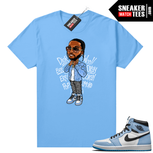 UNC Jordan 1 matching sneaker tees Carolina Blue Pop Smoke