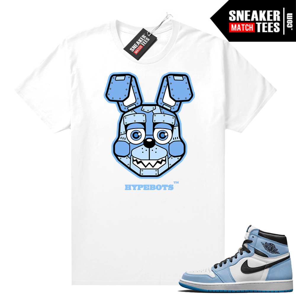 UNC them Jordan 1 matching sneaker tees White HypeBots Bunny Bot