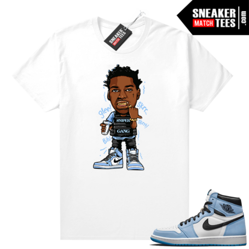 UNC Jordan 1 matching sneaker tees White Kodak Glee