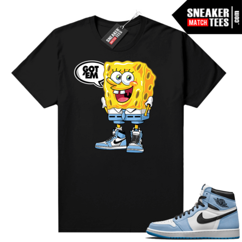 UNC Jordan 1s shirt Black Spongebob Got EM