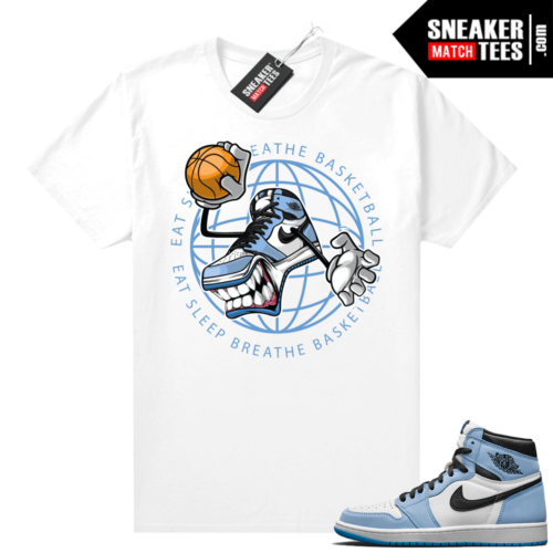 University Blue 1s shirt White Eat Sleep Breathe Basketball