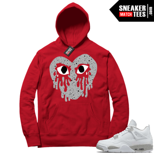 White Oreo 4s Hoodie Red Crying Heart