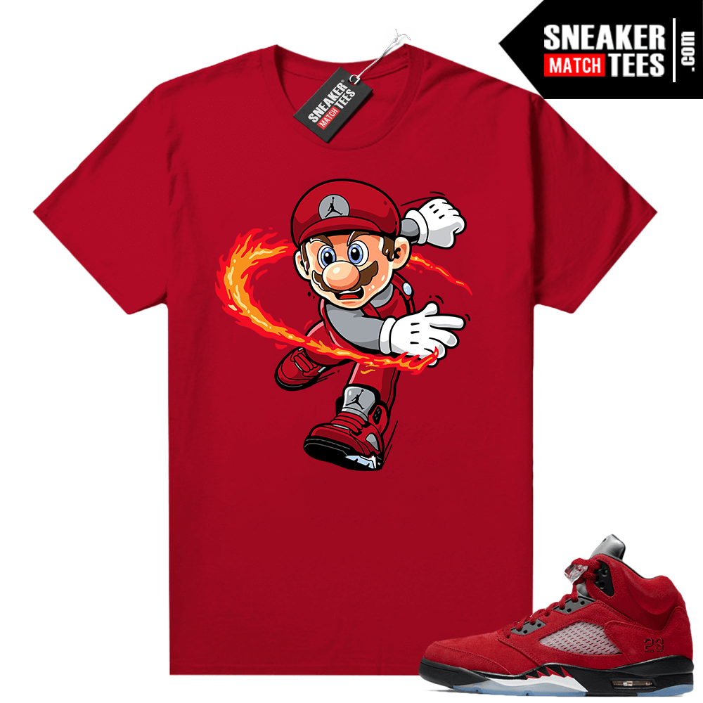 Raging Bull 5s Shirts to match Red Mario Fire Kicks