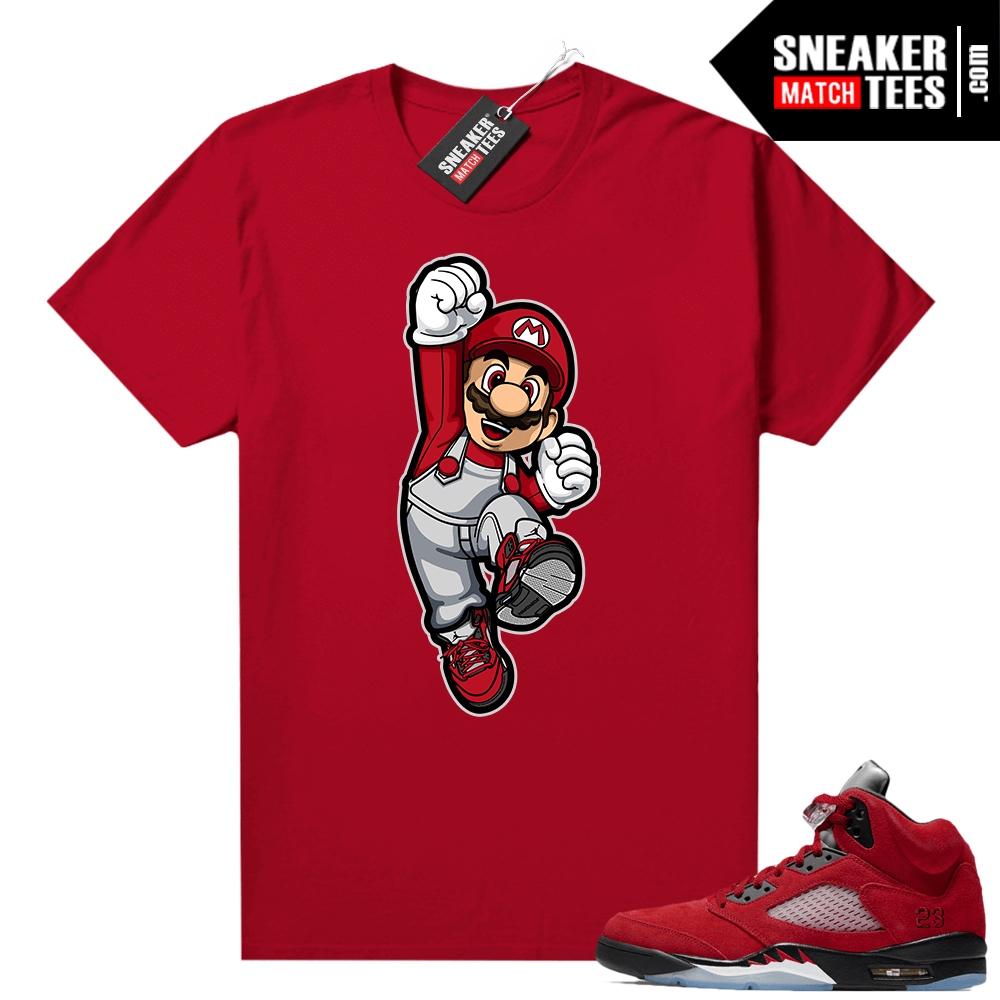 Raging Bull 5s Sneaker tees Shirt Red Mario x Raging Bull 5s