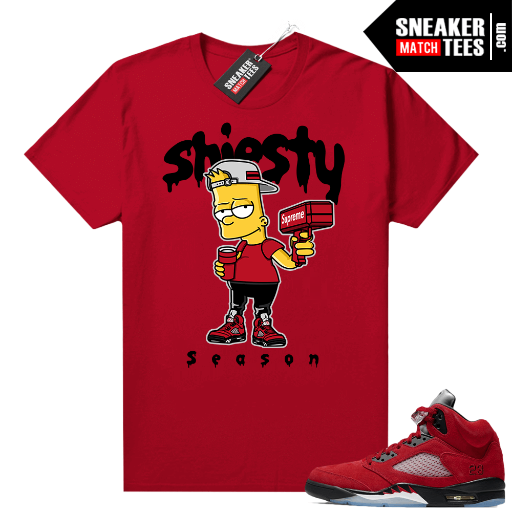 Raging Bull 5s Sneaker see tees Shirt Red Shiesty Season
