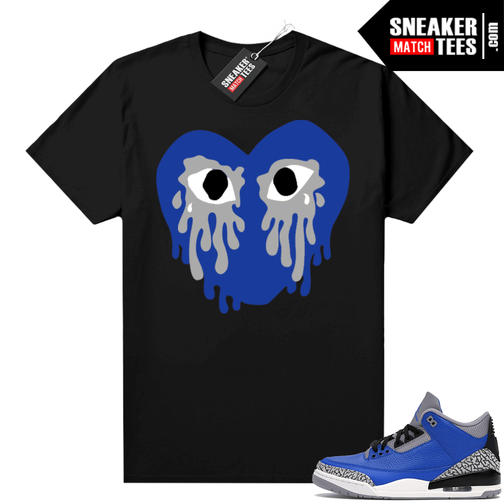 Blue Cement 3s shirt Black Crying Heart