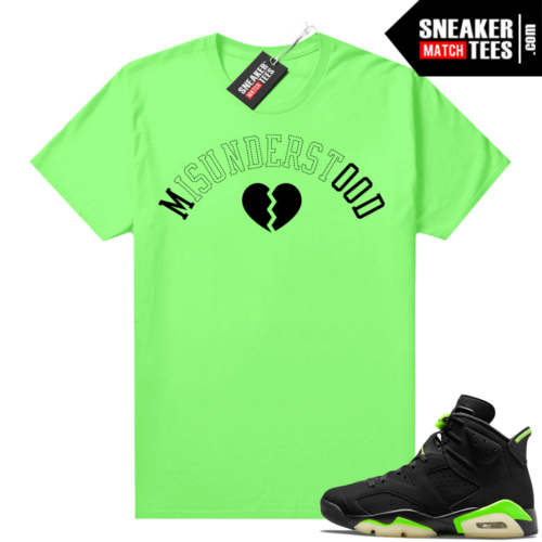 Electric Green 6s sneaker Curta tees shirts Misunderstood