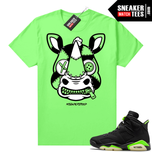 Electric Green 6s sneaker tees shirts Misunderstood Rhino