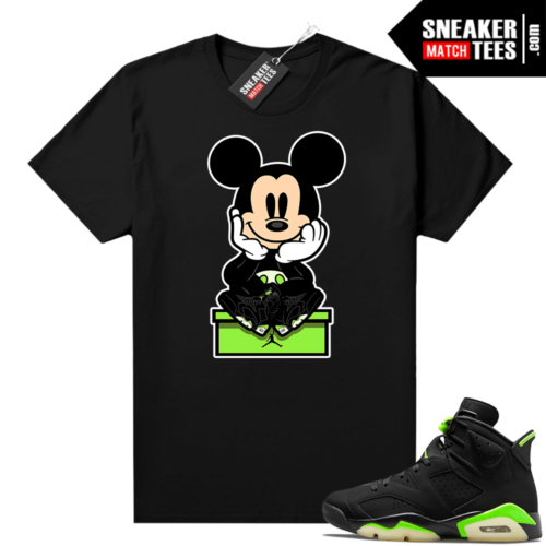 Electric Green 6s sneaker tees shirts black Mickey 6s