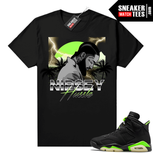 Electric Green 6s sneaker tees shirts black Nipsey