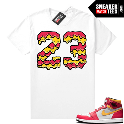 Light Fusion Red 1s Jordan Sneaker Tees Shirts Match White 23 Drip