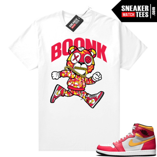 Light Fusion Red 1s Jordan Sneaker Tees Shirts Match White Boonk Gang Tiger