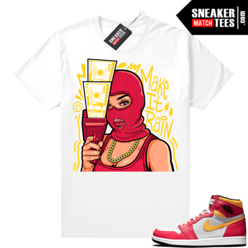 Light Fusion Red 1s Jordan Sneaker Tees Shirts Match White Make it Rain