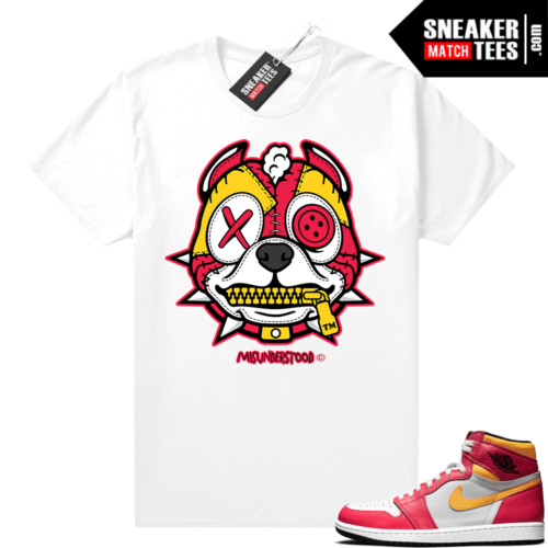 Light Fusion Red 1s Jordan Medal Sneaker Tees Shirts Match White Misunderstood Pitbull