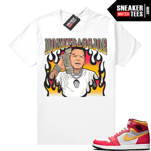 Light Fusion Red 1s Jordan Sneaker Tees Shirts Match White MoneyBagg Joe