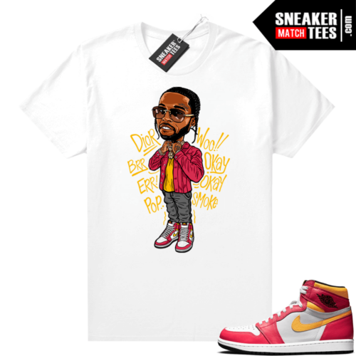 Light Fusion Red 1s Jordan Sneaker Tees Shirts Match White Pop Smoke