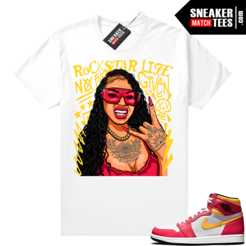 Light Fusion Red 1s Jordan Hack mai Tees Shirts Match White Rockstar Mood