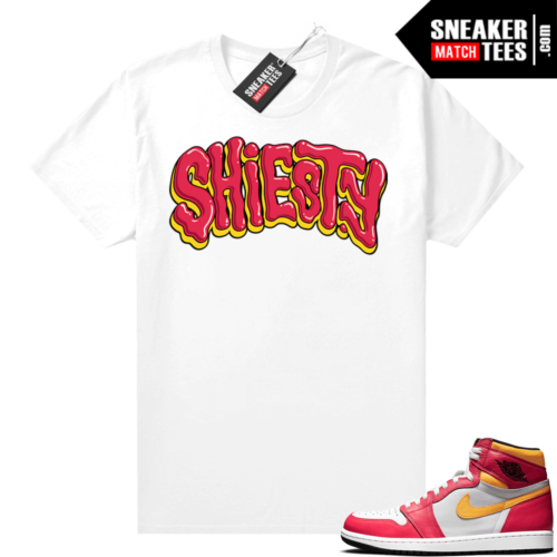 Light Fusion Red 1s Jordan Sneaker Tees Shirts Match White Shiesty Bubble Drip