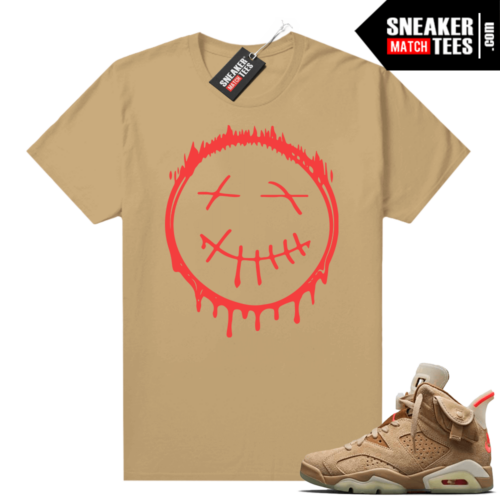 Travis Scott 6s British Khaki sneaker tees shirt Cactus Smiley Drip