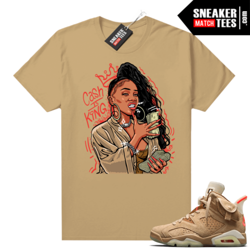 Travis Scott 6s British Khaki sneaker tees shirt Cash is King