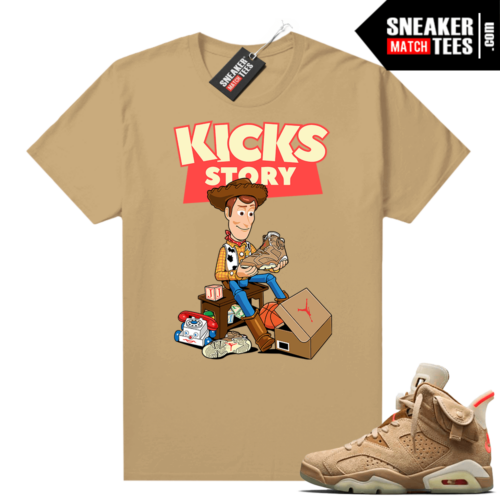 Travis Scott 6s British Khaki sneaker tees shirt Kicks Story