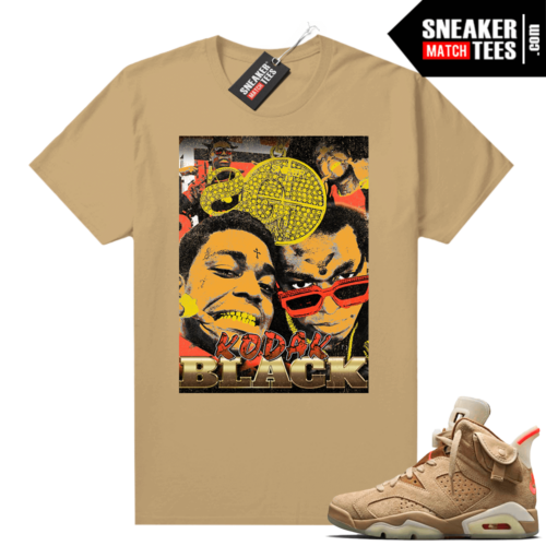 Travis Scott 6s British Khaki sneaker tees shirt Kodak Vintage