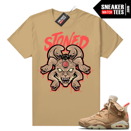 Travis Scott 6s British Khaki sneaker tees shirt Medusa