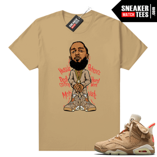 Travis Scott 6s British Khaki sneaker tees shirt Nipsey Hussle