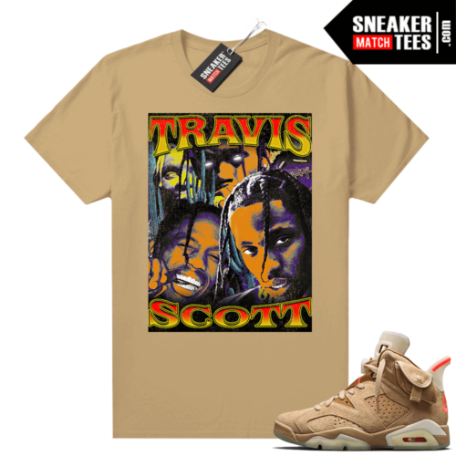 Travis Scott 6s British Khaki sneaker tees shirt Travis Vintage