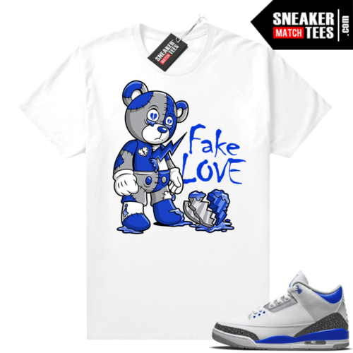 Racer Blue 3s Jordan Sneaker Tees Fake Love Bear V2