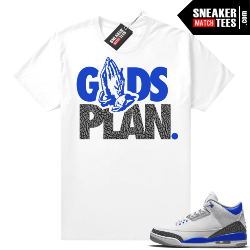 Racer Blue 3s Jordan Sneaker Tees Gods Plan