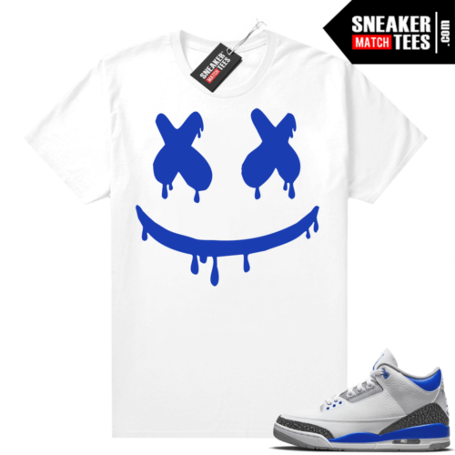 Racer Blue 3s Jordan Sneaker Tees Smiley Drip
