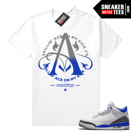 Racer Blue 3s Jordan Sneaker Tees Spilling Ace