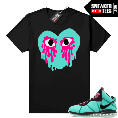 South Beach Lebron 8 Sneaker tees match Black Crying Heart V2