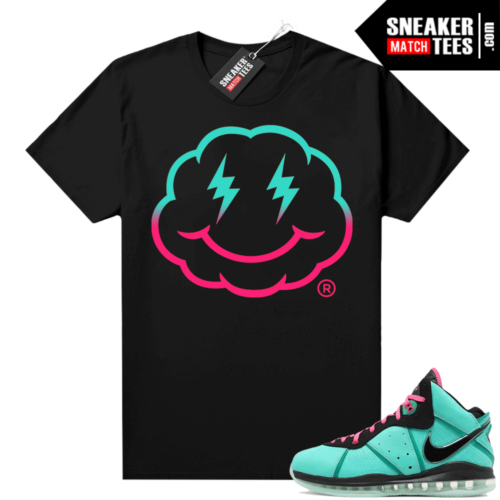 South Beach Lebron 8 Sneaker tees match Black Smiley Cloud