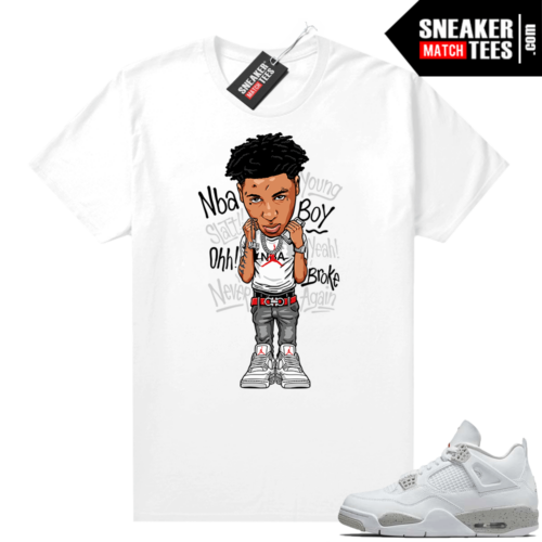 White Oreo 4s Jordan match Sneaker tees NBA Young Boy Toon