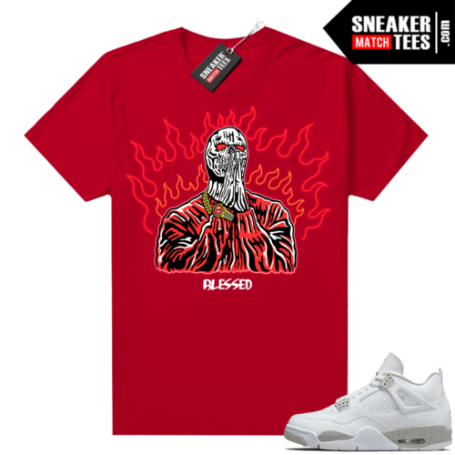 White Oreo 4s Jordan Max match Sneaker tees Red Blessed