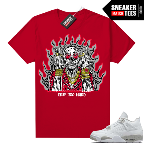 White Oreo 4s Jordan match Sneaker tees Red Drip too Hard