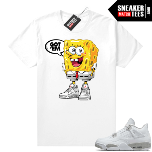 White Oreo 4s Jordan match Sneaker tees Spongebob Got Em